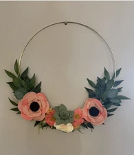 18 inch Rifle Paper Co Inspired Wreath, Rosa Floral Fabric Felt Wreath