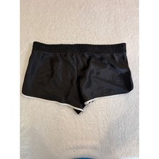 Womens Black Satin Dolphin Shorts White Contr...