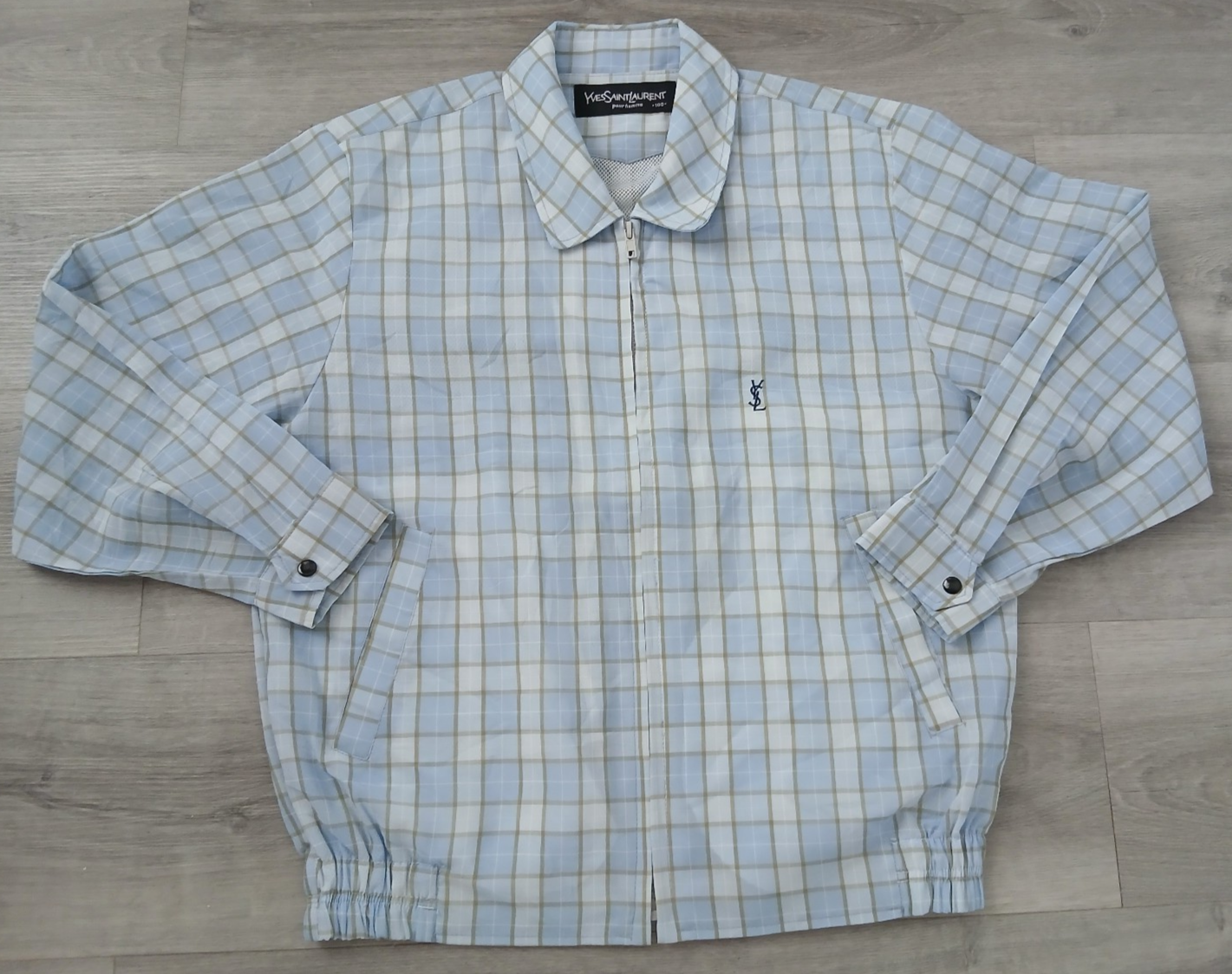 Giacca Bomber Vintage Yves Saint Laurent YSL Leggera a Quadri Taglia 100 M