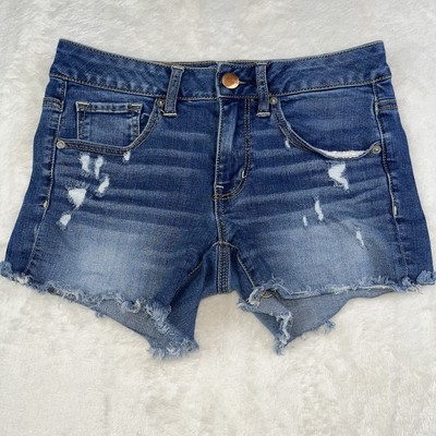 American Eagle Girls Size 6 Outfitters Stretch Aero Denim Cutoff Shorts MIDI