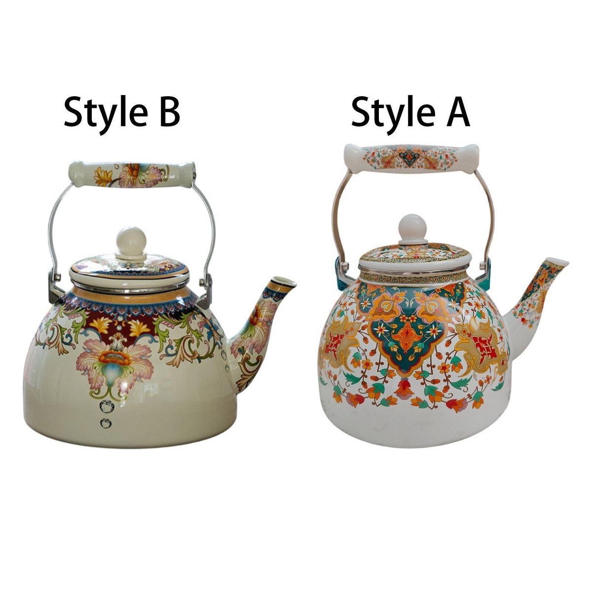 Enamel Antique Electric Kettle Vintage Enamel Tea Kettle, Floral
