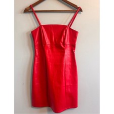 Kirious Los Angeles Red Faux Leather Mini Dress Size S Bodycon