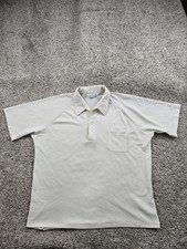 Vintage Lily Dache Polo Shirt Men XL Beige Short Sleeve 70s Disco Point Collar