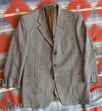 JOSEPH ABBOUD Made in USA VTG Silk & Wool Patch Pocket Herringbone Jacket 44 L
