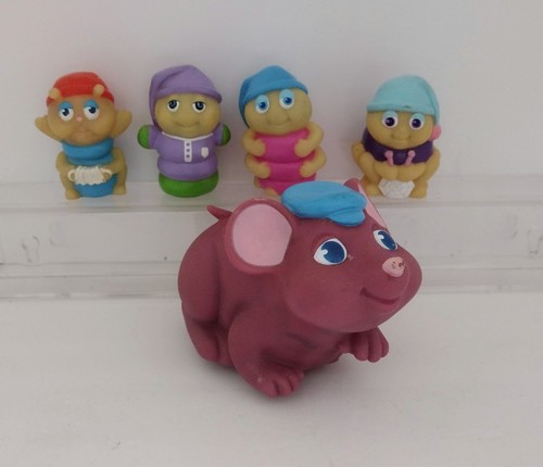Vintage 1986 Playskool Glo Friends Country Mouse & Glow Worm Figures Toy Lot