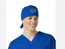 Florida Gators Tie Back Scrub Cap Men Or Women Flexible Fit Motion Stretch-Blue