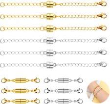 12pcs Magnetic Necklace Clasps, Magnet Extenders gold, silver