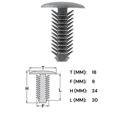 20x Innenverkleidung Clips Befestigung Klips Halter Panel UNIVERSAL 9 mm Grau