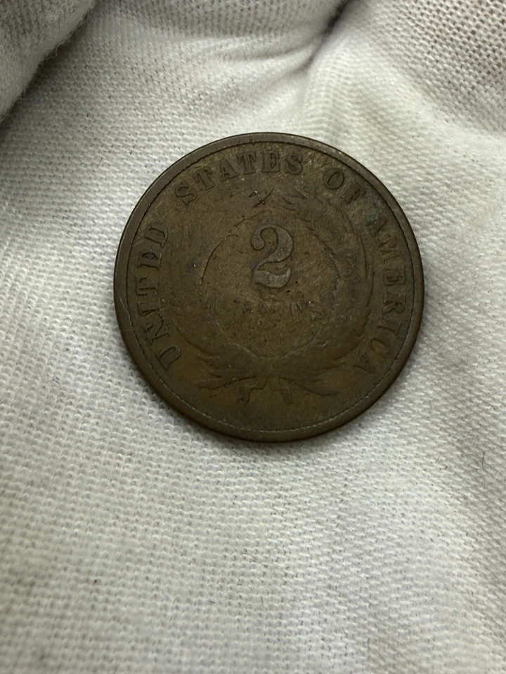 1872 Two Cents Nice Bold Date Key Date Q77 - Image 4 of 4