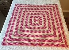 Vintage Hand Crochet Throw Blanket 48x48 Wool 2 Available