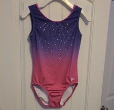 GK Elite AL Gymnastics Dance Leotard OMBRE Pink Purple SEQUINS