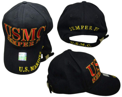  USMC Semper Fi U.S. US Marines Black Adjustable Embroidered Cap Hat (LICENSED)
