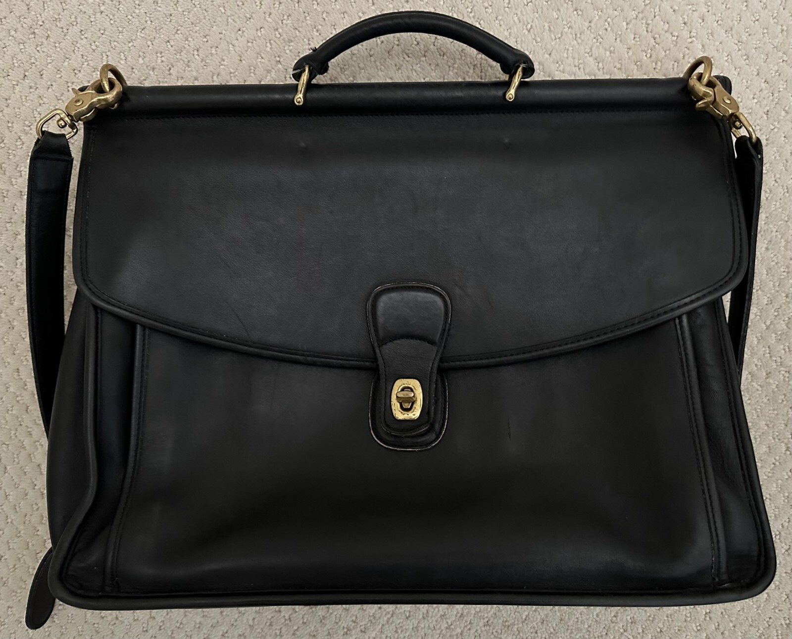 Coach Beekman Black Leather Messenger Bag/Briefcase 5… Gem