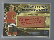 BOBBY HULL 2018-19 UPPER DECK ENGRAINED LEGENDARY SIGNATURE SHOTS #LSS-BH 4/10!