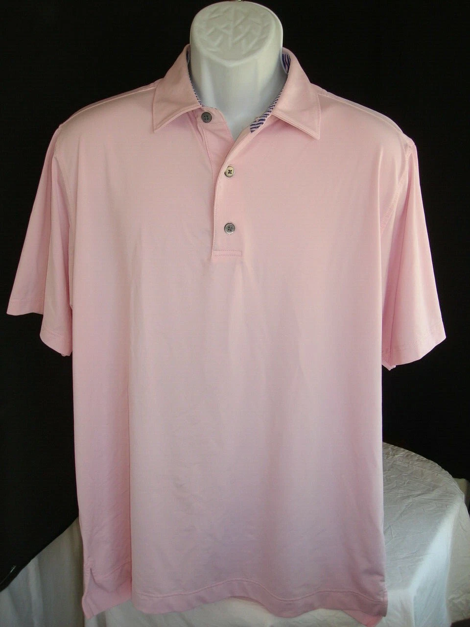 FOOTJOY SOLID PINK 88%/12% POLY/SPANDEX S/S POLO SHIRT SZ. L NO LOGOS