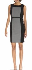 Nine West Women’s Dress Black Steel Gray Sleeveless Lined Bodycon Size 10 NWT