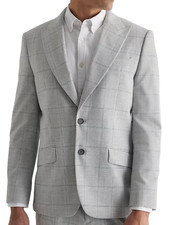 NEW EXPRESS SLIM BLUE PLAID SUIT JACKET BLAZER SIZE 38S 38