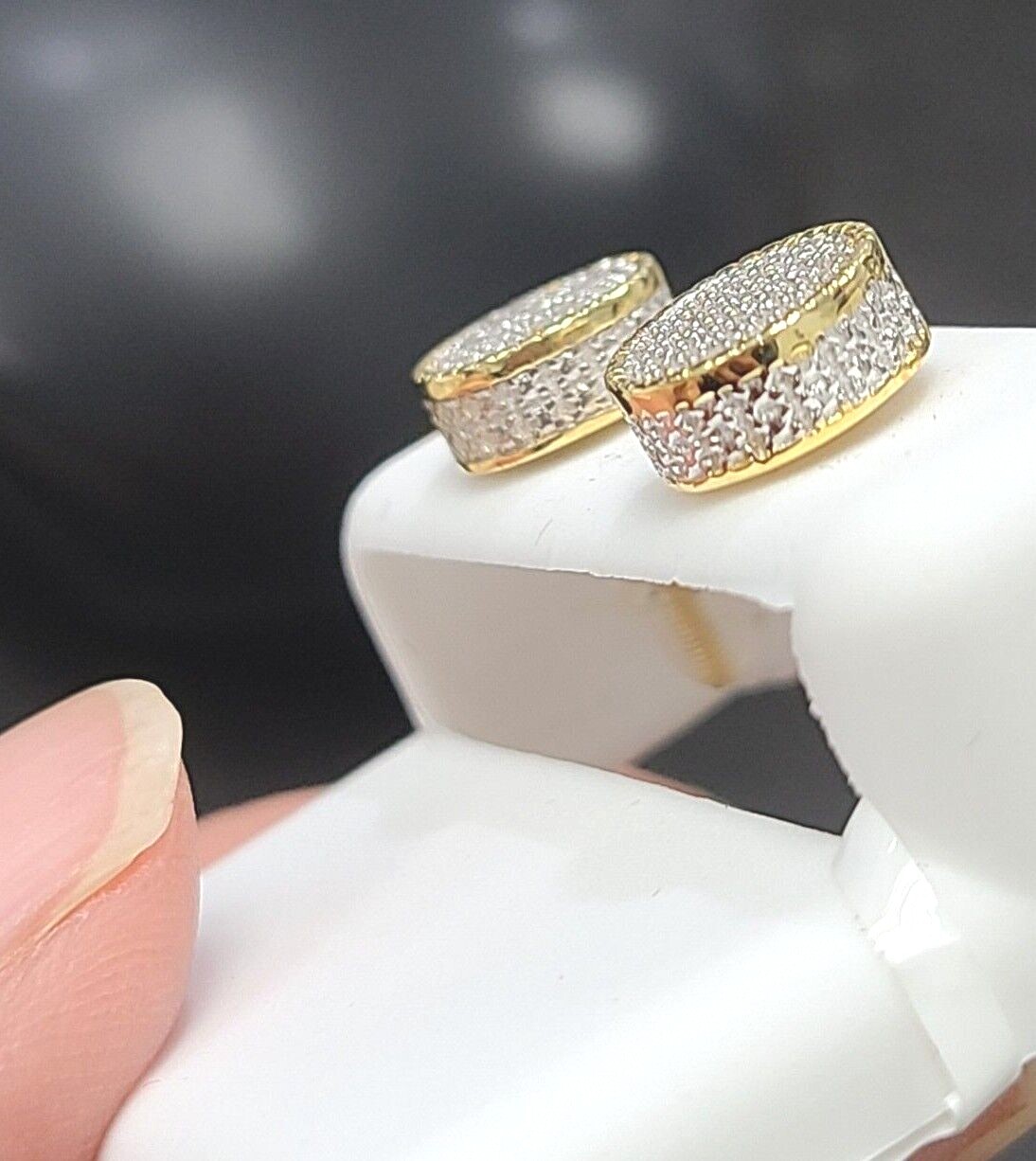 Deal! 10K Gold 0.15ctw Genuine Natural Pave Diamonds Round Studs Earrings