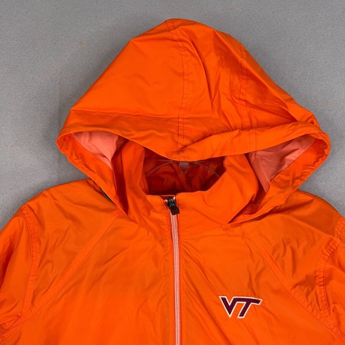 Virginia Tech Jacket Womens XL Orange Full Zip Hooded Hokies NCAA Football - Picture 2 of 15