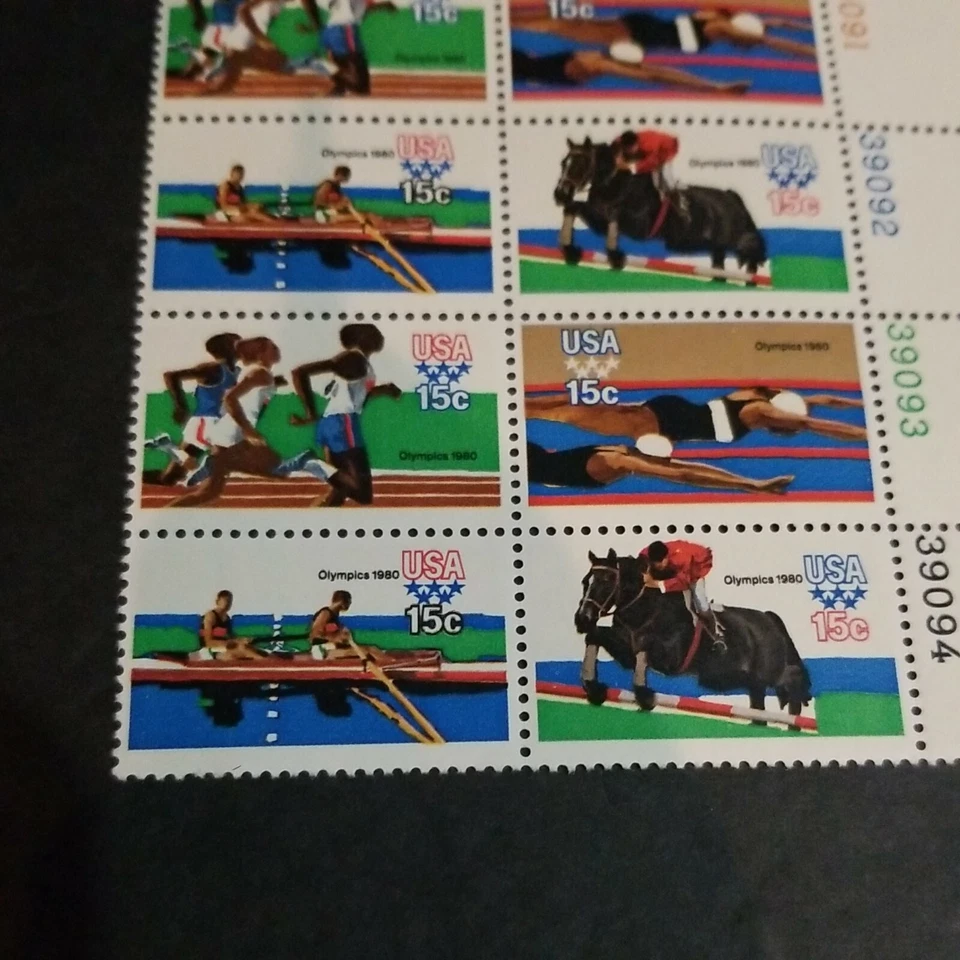 SCOTT STAMP # 1791-1794a .15 CENT OLYMPIC GAMES: SUMMER PLATE BLOCK OF 12 STAMPS - Image 4 of 4