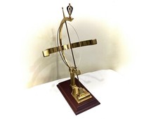 Vintage 24 Stunden Uhr *Tempus Fugit* 47cm Messing Mahagoni Sockel RAR Sammler