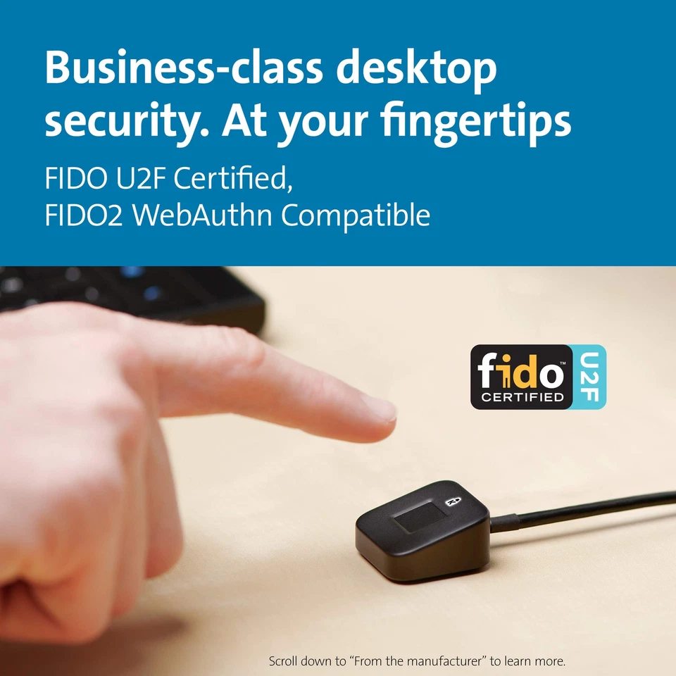 VeriMark Desktop Fingerprint Key FIDO U2F FIDO2 Windows Hello Certified Security - Image 2 of 4