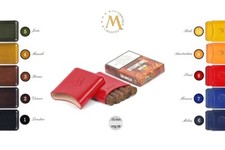 CIGAR CASE PORTASIGARI ASTUCCIO IN CUOIO 4 MEZZI TOSCANI MONTES UBRIQUE MZ364