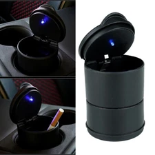 Auto Car Ashtray Cigarette Cup Ash Holder LED Light Lid Portable Detachable
