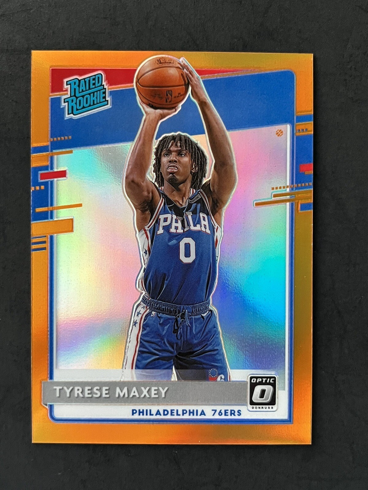2020 Panini Donruss Optic Tyrese Maxey Orange Prizm Rated Rookie /199 RC SP 76er