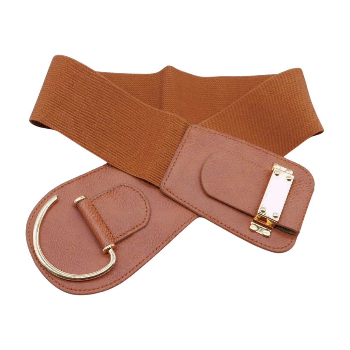 Western Gold Statement Buckle Adjustable Elastic Vegan Leather Belt SUOSDEY Western Skinny Leather Belt for Women Cowgirl Cowboy  main image 3