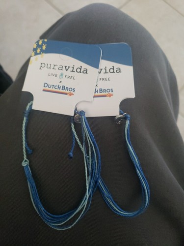 2 Dutch Bros PURA VIDA bracelet BLUE windmill coffee