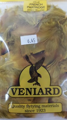 1 pack 2g  VENIARD   fly tying    FRENCH PARTRIDGE  feathers    ''  YELLOW  '' 