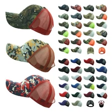 Baseball Cap Mesh Trucker Snapback Camouflage Military Hiking Hunting Hat Black