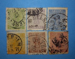 + 1858 Sweden Shields Arms Set Lot High Value Mi#7,8,9,10,11,12 used