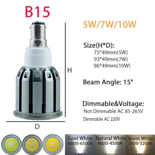 7W 9W 12W MR16 GU10 Dimmable LED Spotlight E27 E14 COB Bulb Lights 220V 12V Lamp - Picture 12 of 19