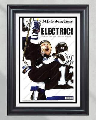 #ad 2004 Tampa Bay Lightning Electric Stanley Cup Champions Framed Newspaper Front P $69.99