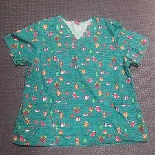 Dickies Christmas Scrub Blouse Top Pullover Uniform Workwear Nurse Stockings