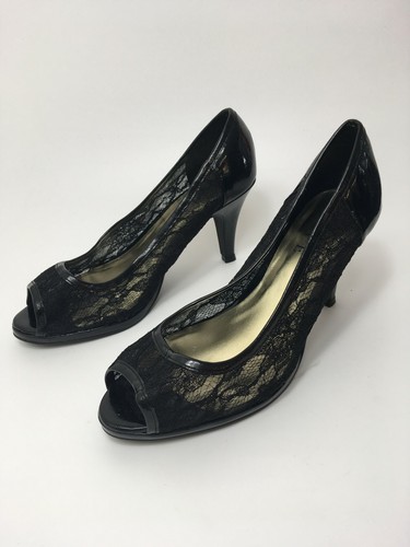 WOMENS JOANNA HOPE BLACK LACE FAUX PATENT LEATHER HIGH HEEL SANDALS SHOES  UK 7 | eBay