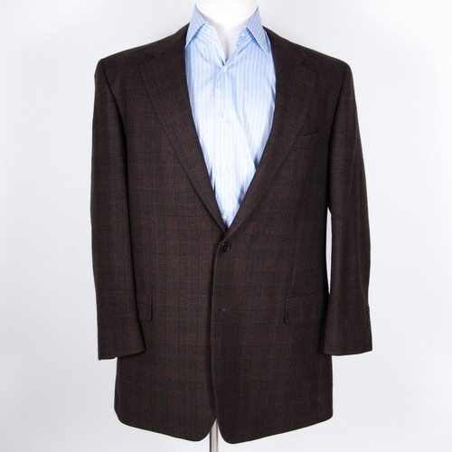 Brooks Brothers Sport Coat Jacket Wool/cashmere Dark Brown Plaid sz 46 long