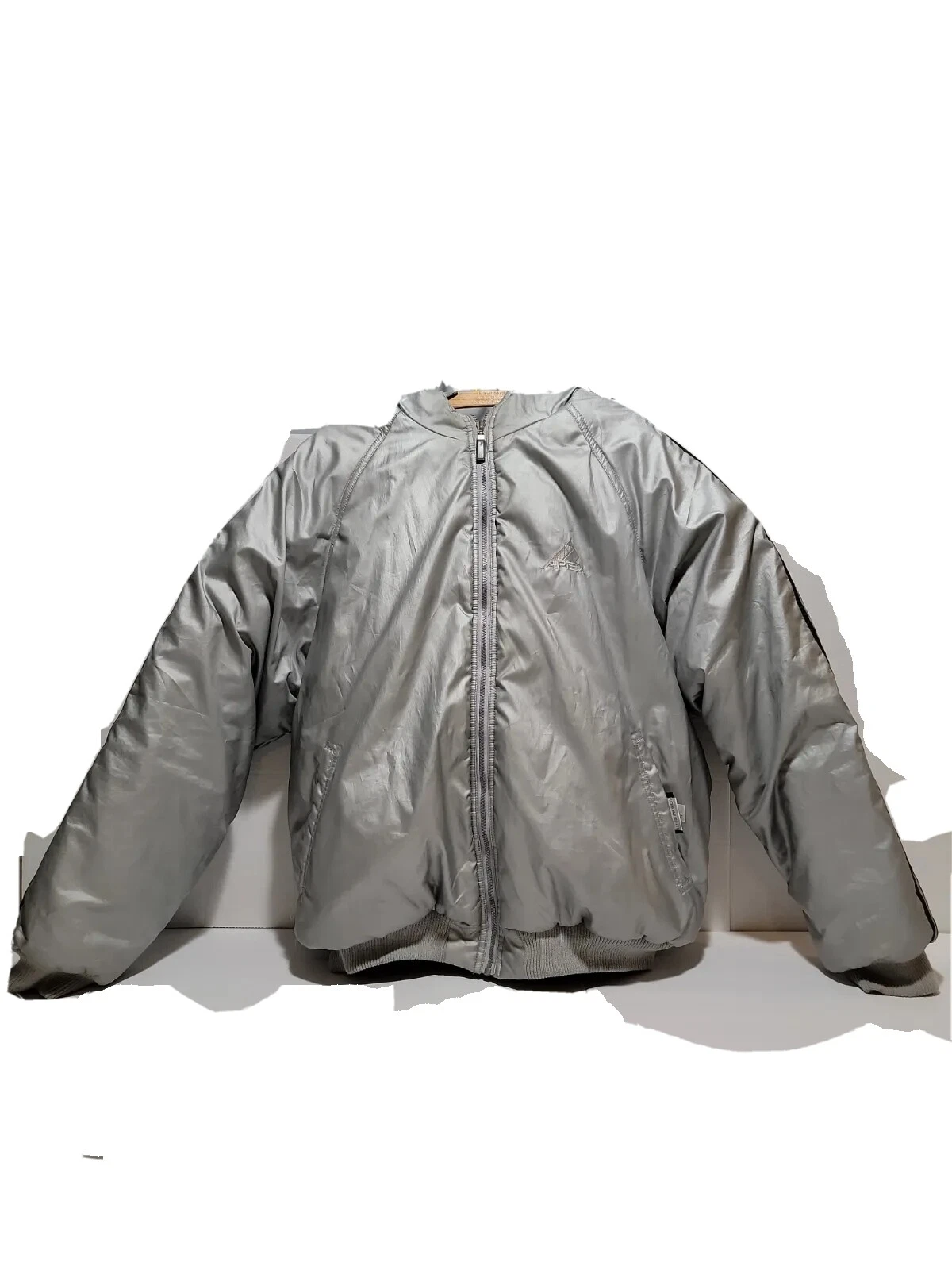 Vintage APEX Men's XL Silver Puffer Jacket Pre-owned