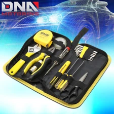 18PCS HAND TOOL KIT HAMMER WRENCH SCREWDRIVER PLIERS ALLEN KEYS LED LIGHT YELLOW