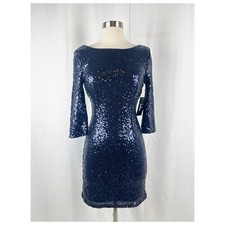 Lulus Dress Midnight Blue Sequin Bodycon Mini Cocktail Party Sze Small Lined NWT