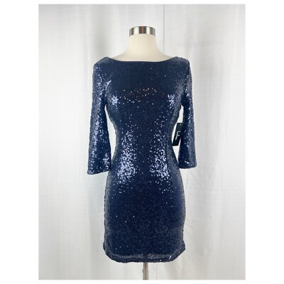 Lulus Dress Midnight Blue Sequin Bodycon Mini Cocktail Party Sze Small  Lined NWT | eBay