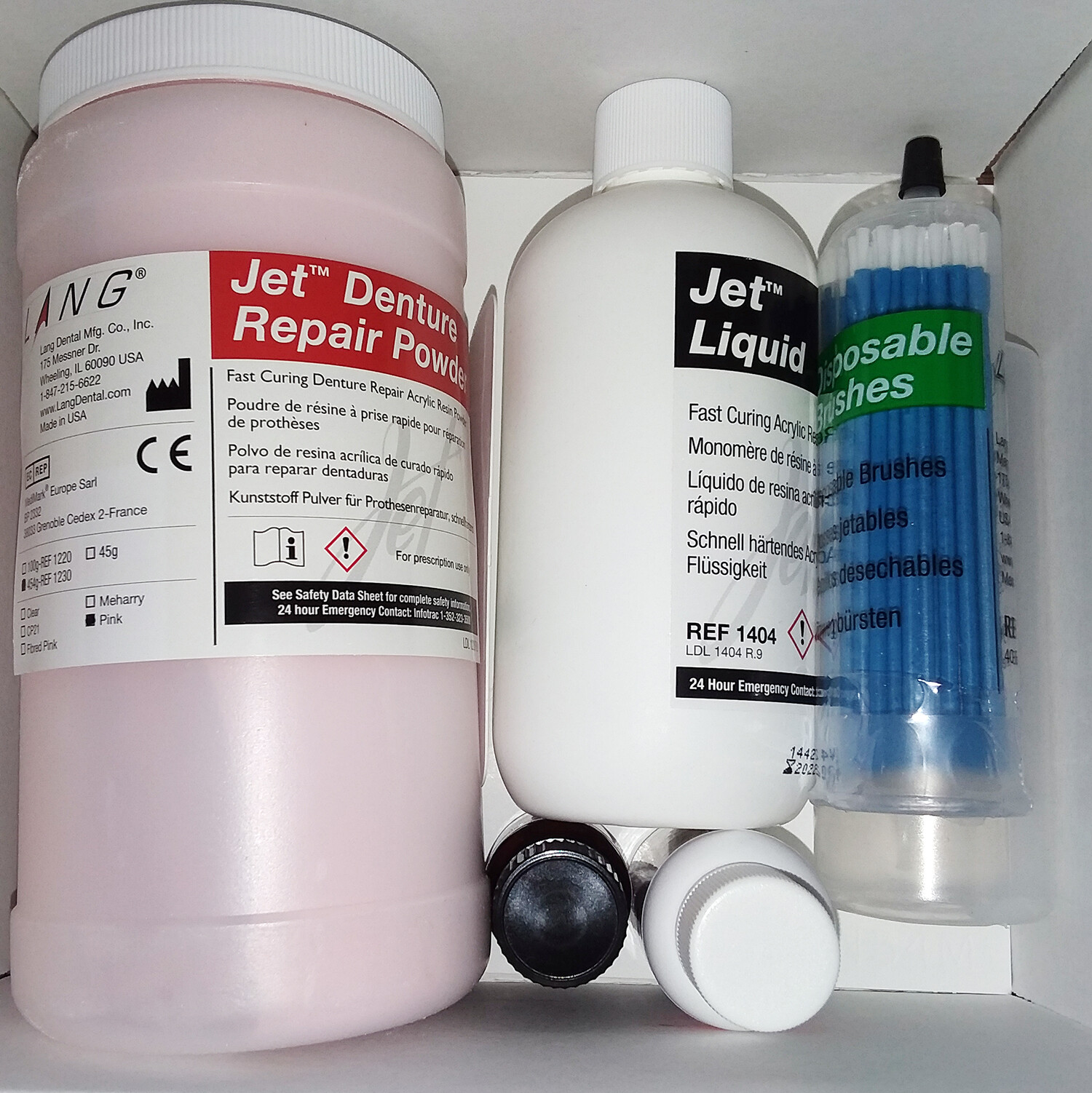 Lang Dental 1234PNK Jet Denture Repair Acrylic Powder/Liquid Pink Fast