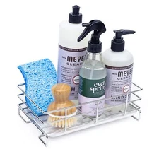 Kitchen Sink Caddy Sponge Holder “ With Bamboo Brush Rustproof Dish Soap Holder 