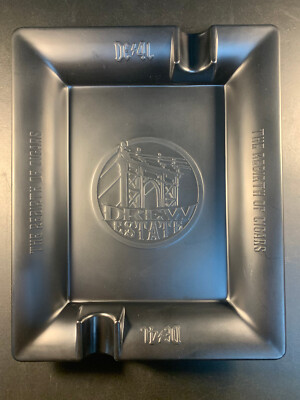 Drew Estates Black Melamine Cigar Ashtray DE/4L The Rebirth of Cigars 10.5''