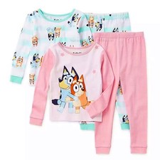 BLUEY Disney Pajamas Toddler Size 2T 3 3T Girls 100 Cotton 4 Piece Set Dog NWT