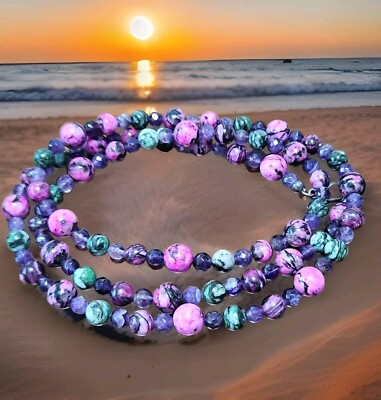 Jay King Mine Finds Sterling Silver Malachite Amethyst Rhodonite 36'' Necklace **