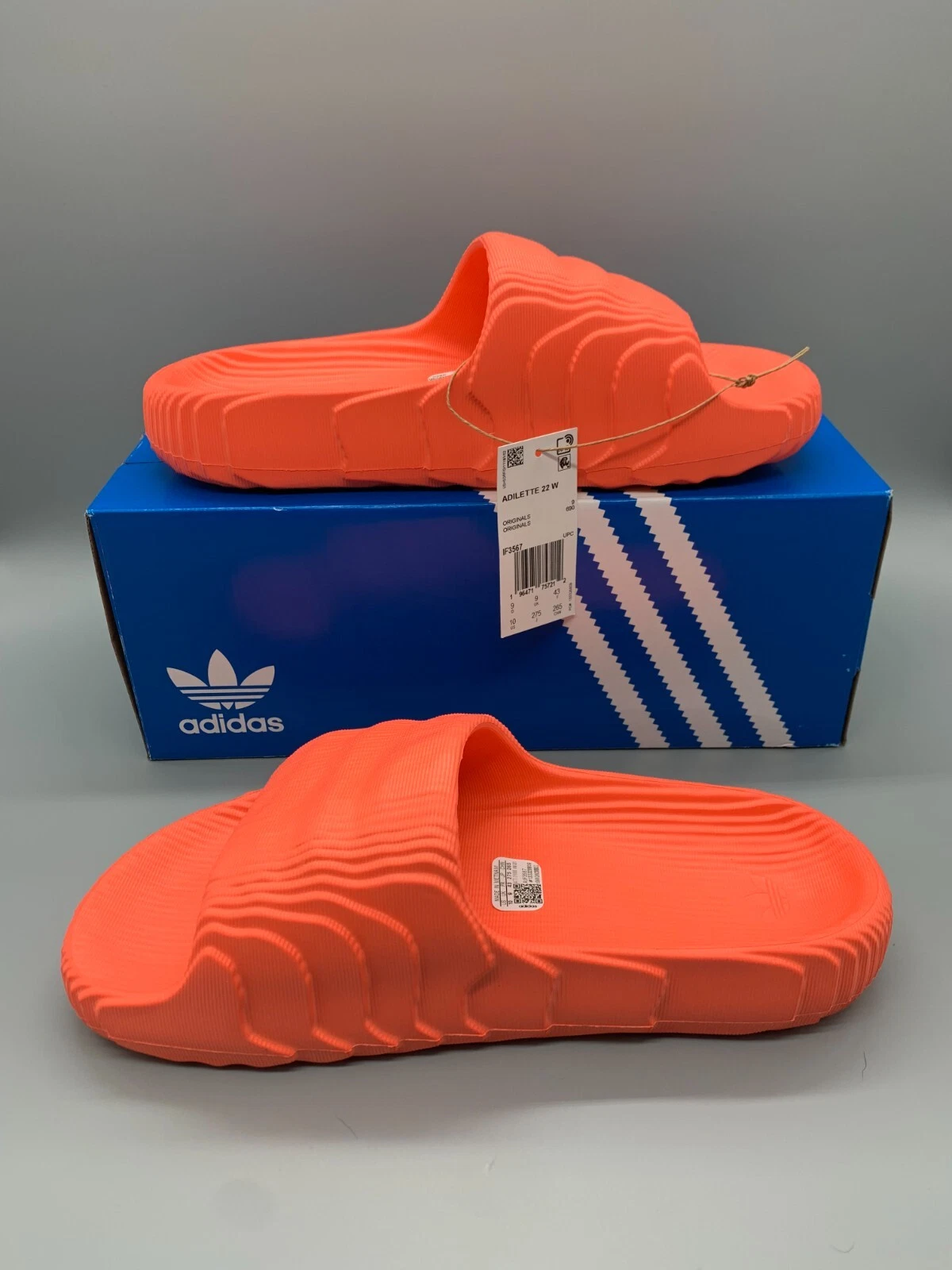 SANDALI ADIDAS ADILETTE 22 SLIDES ROSSO SOLARE DONNA TAGLIA 10 NUOVI CON ETICHETTE