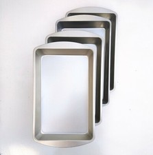 4 Baking Trays tin tins tray NON Stick Brownie Cake oven roasting SILVER STEEL